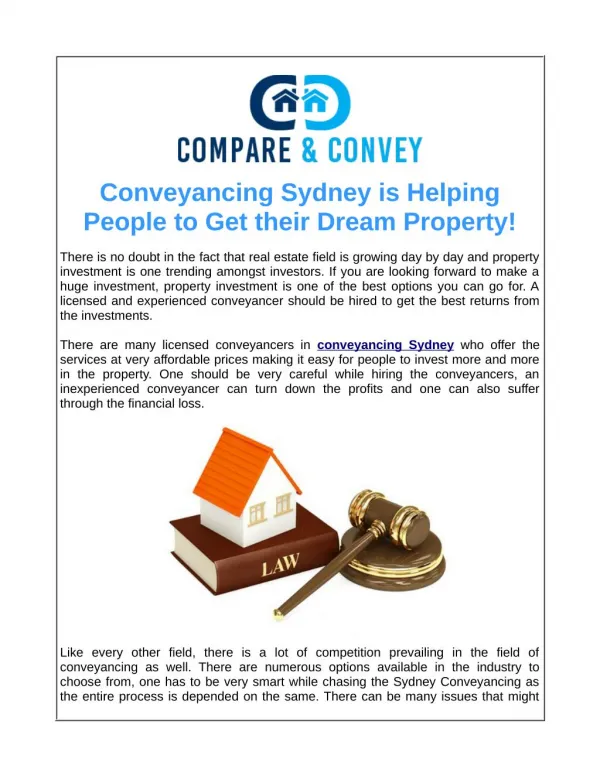 Conveyancing Sydney is Helping People to Get their Dream Property!