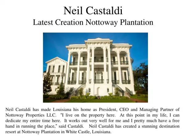 Neil Castaldis Latest Creation Nottoway Plantation