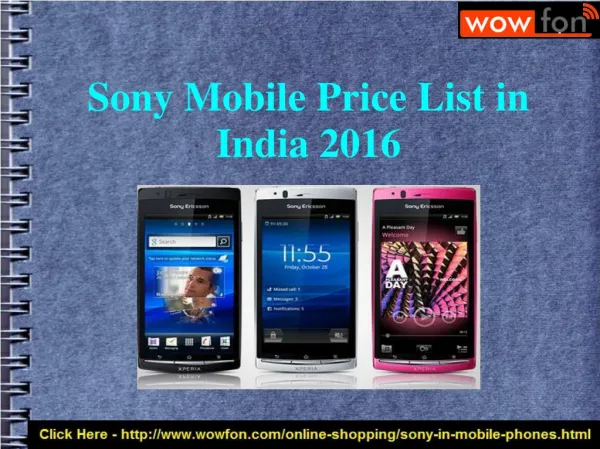 Latest Sony Mobile Price India