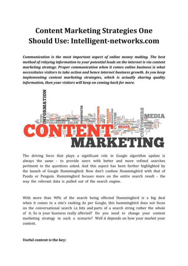 Intelligent-networks.com Content Marketing Strategies
