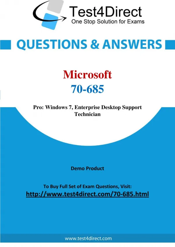 Microsoft 70-685 MCITP Real Exam Questions