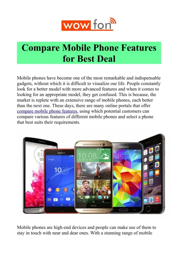 Compare Mobile Phone at Wowfon.com