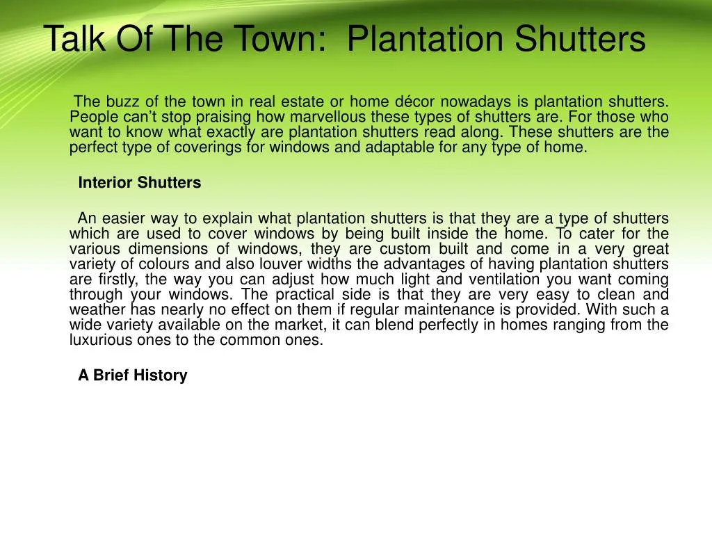 talk of the town plantation shutters