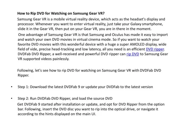 How to Rip DVD for Watching on Samsung Gear VR