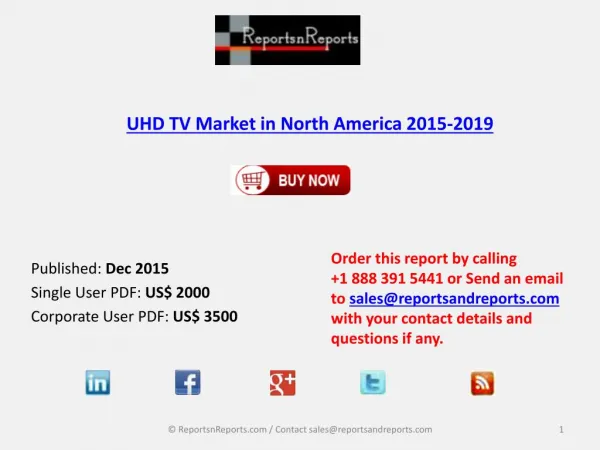 Research - UHD TV Market in North America 2019 Forecast Report