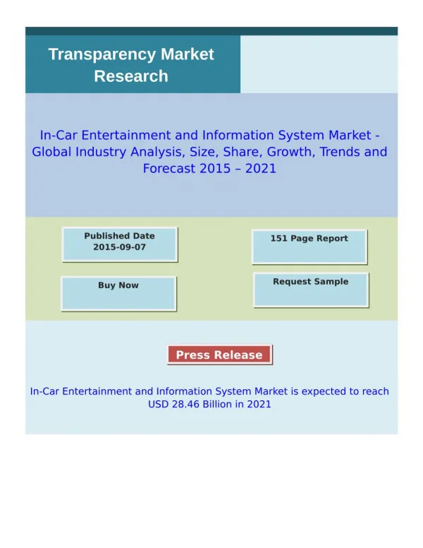 In-car Entertainment and Information System Market