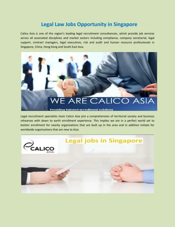 Legal Law Jobs Opportunity in Singapore