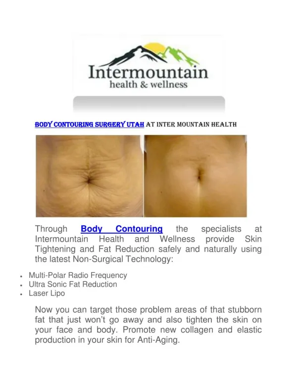 Body Contouring Surgery Utah at Inter Mountain Health