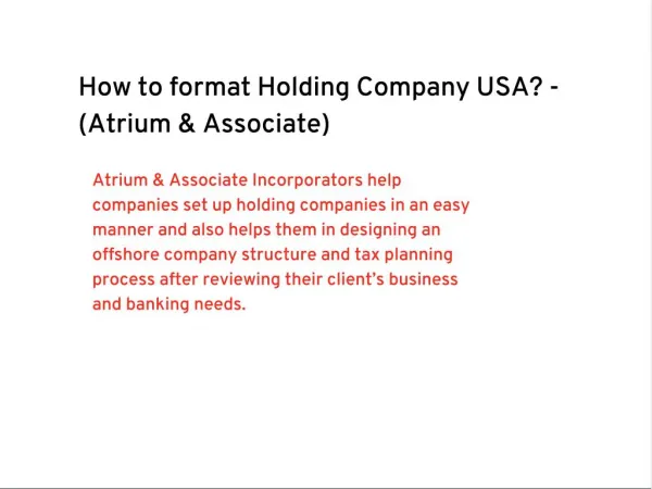 How to format Holding Company USA?