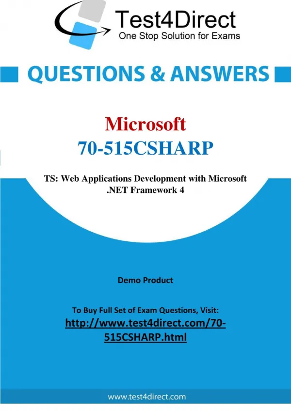 Microsoft 70-515CSHARP Exam - Updated Questions