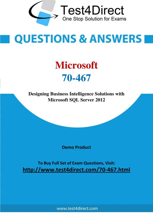 Microsoft 70-467 MCSA Real Exam Questions