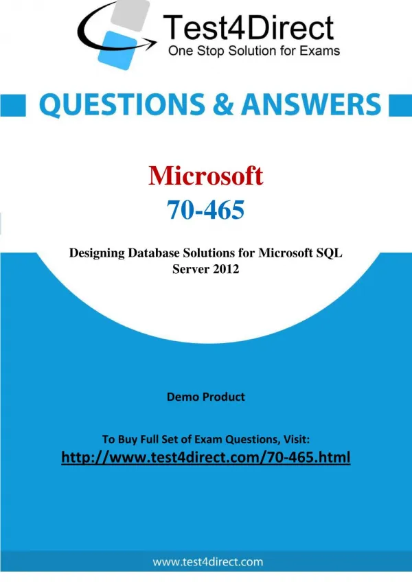 Microsoft 70-465 Test - Updated Demo