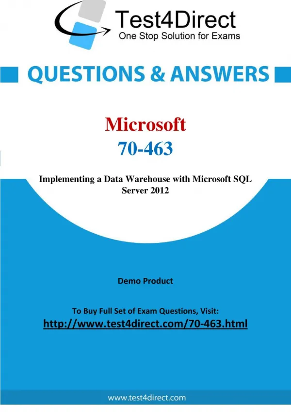 Microsoft 70-463 Test Questions