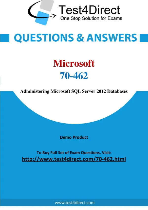 Microsoft 70-462 MCSA Real Exam Questions