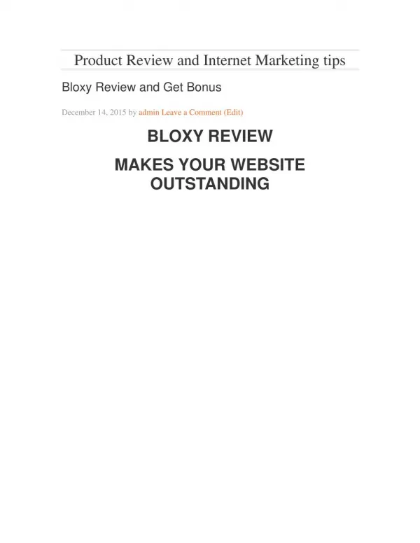 Bloxy Review and Bonus