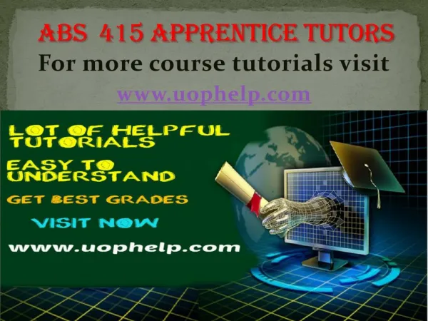 ABS 415(ASH) Apprentice tutors/uophelp