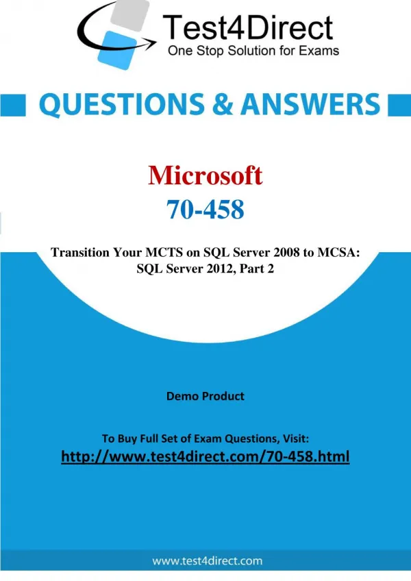 Microsoft 70-458 Test - Updated Demo