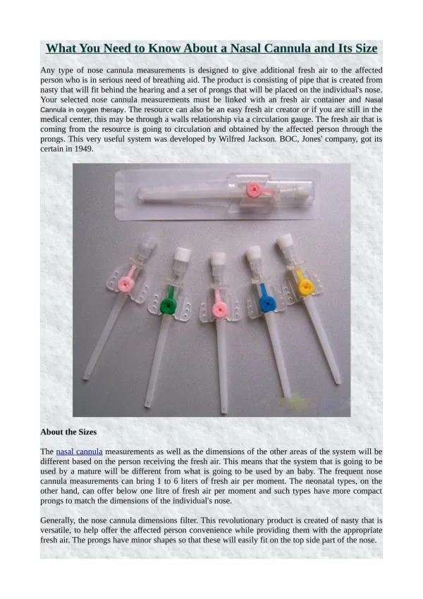 What You Need to Know About a Nasal Cannula and Its Size