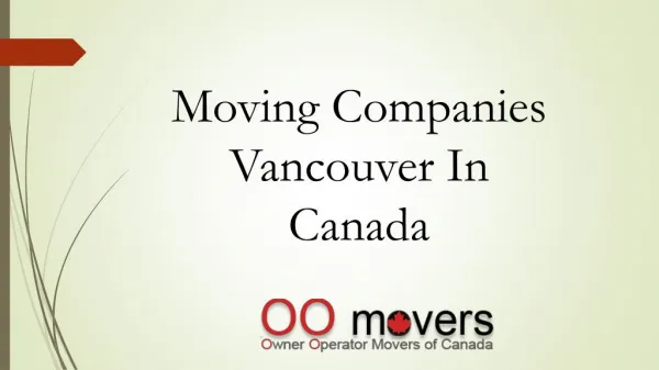 Moving Companies Vancouver In Canada