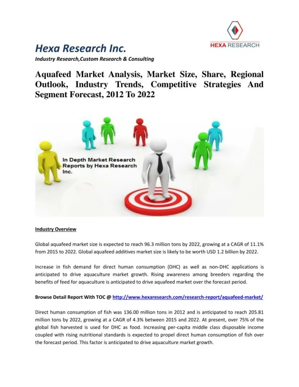 Aquafeed Market Analysis, Market Size, Share, Industry Trends And Segment Forecast, 2012 To 2022
