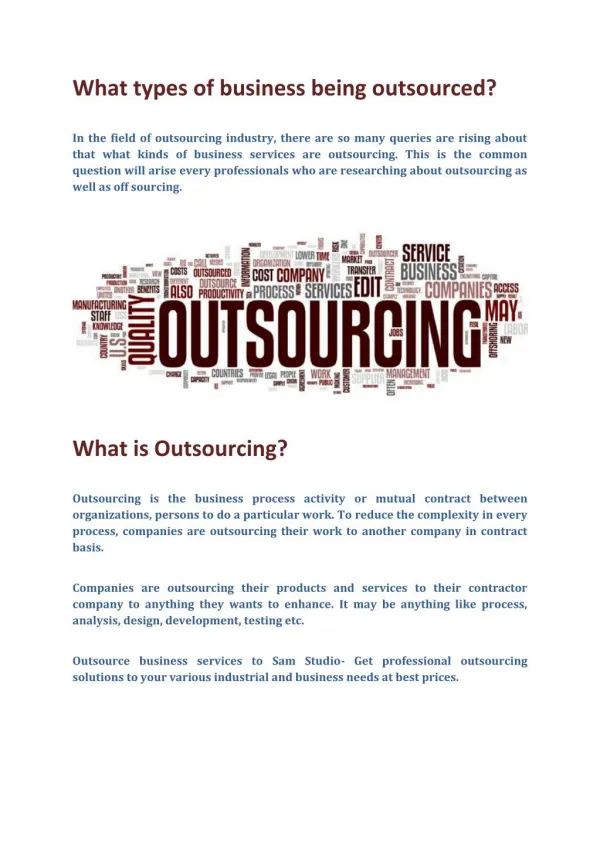 What types of business being outsourced