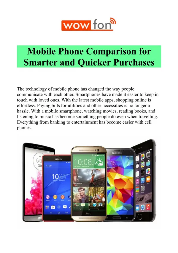 Compare Mobile Phone Features & Price