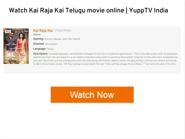 Watch Kai Raja Kai Telugu movie online | YuppTV India
