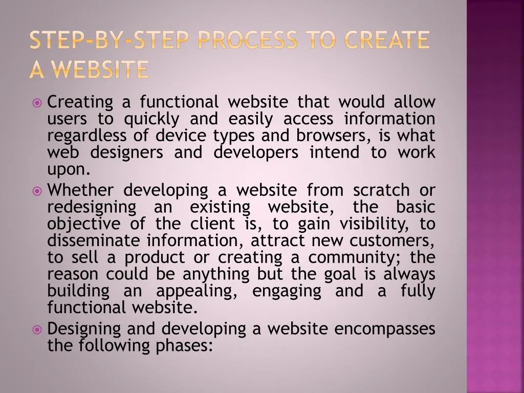 step by step process to create a website