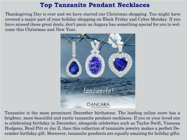 Top Tanzanite Pendant Necklaces