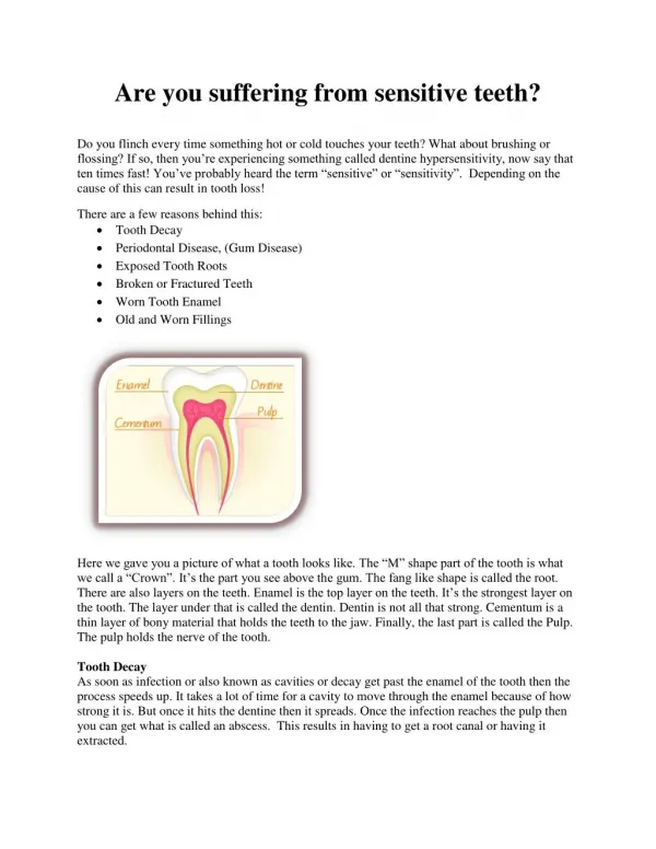 Are you suffering from sensitive teeth?
