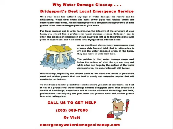 Bridgeport's Emergency Water Damage Cleanup