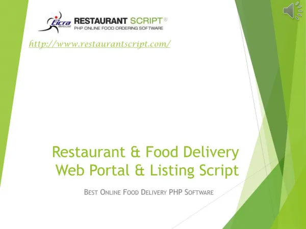 Features of Restaurent Food Script Developed by Eicra Soft