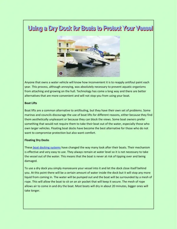 Using a Dry Dock for Boats to Protect Your Vessel
