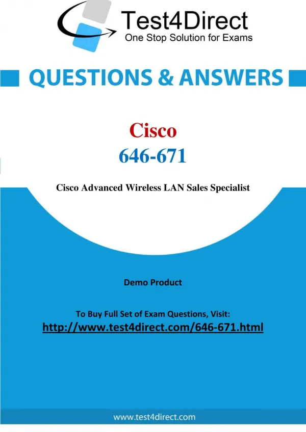 Cisco 646-671 Exam - Updated Questions