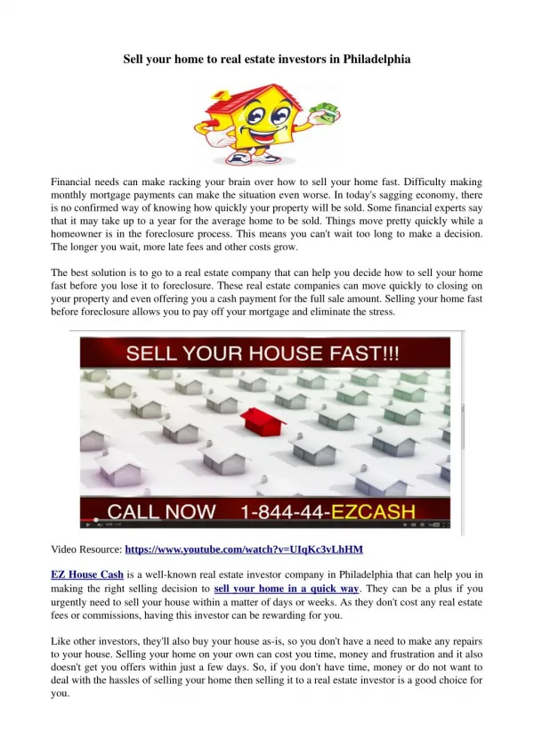 Sell your home to real estate investors in Philadelphia