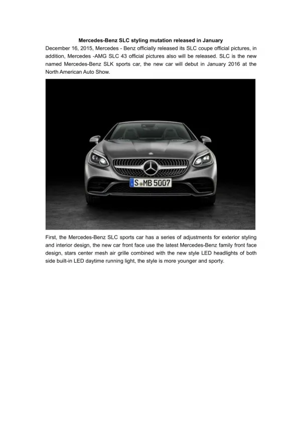 Mercedes-Benz SLC styling mutation released in January