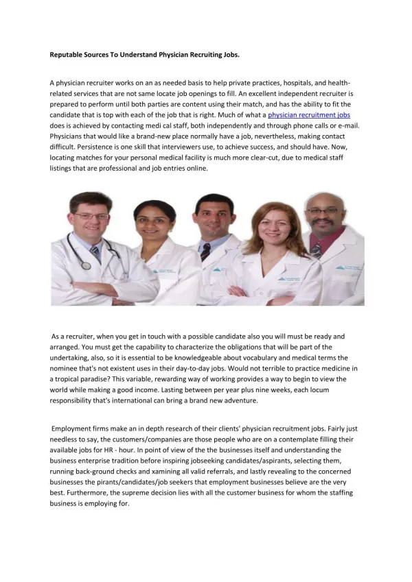 physician recruitment jobs