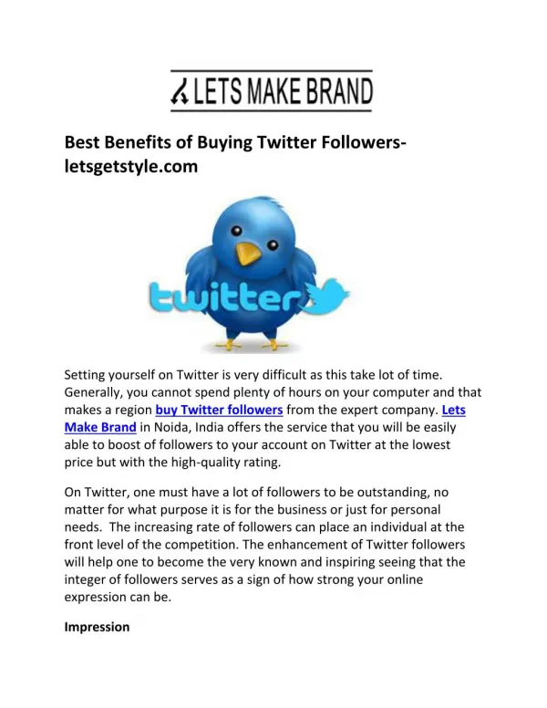 Twitter Marketing Company at affordable Price India- letsmakebrand.com