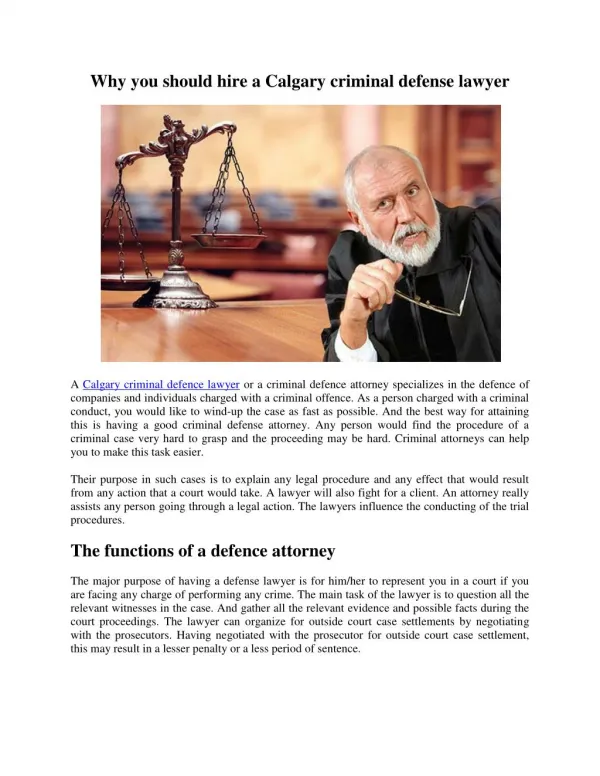 Why you should hire a Calgary criminal defense lawyer