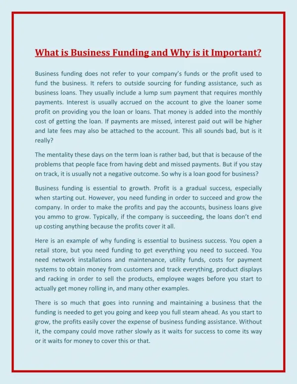 What is Business Funding and why is It Important?
