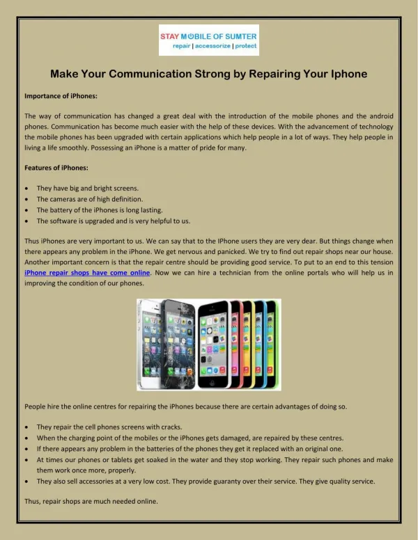 Make Your Communication Strong by Repairing Your Iphone