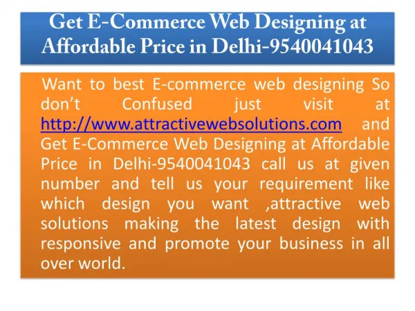 Get E-commerce web designing at Affordable Price in Delhi -9540041043