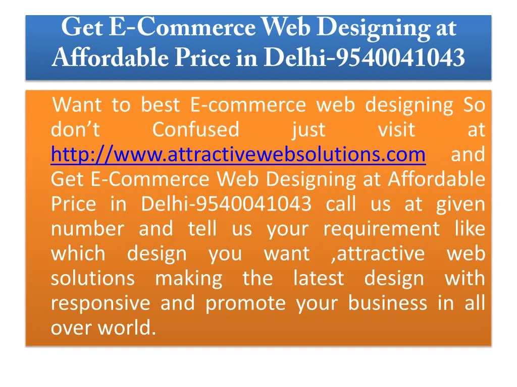 get e commerce web designing at affordable price in delhi 9540041043