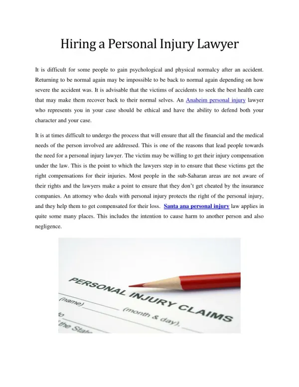 Hiring a Personal Injury Lawyer