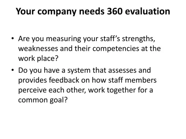 Your company needs 360 evaluation