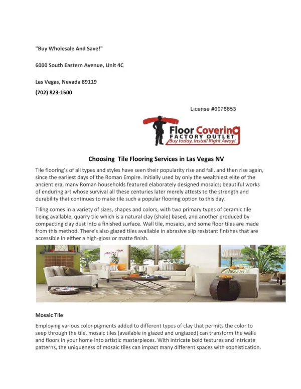 Choosing Tile Flooring Services in Las Vegas NV