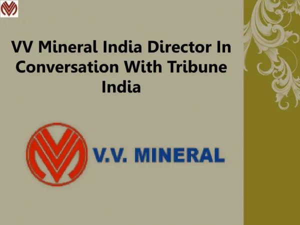 VV Mineral India Director In Conversation With Tribune India