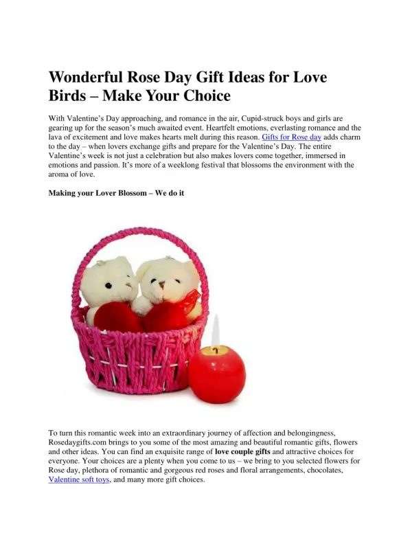 Wonderful Rose Day Gift Ideas for Love Birds – Make Your Choice