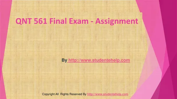 QNT 561 Final Exam Latest Assignment