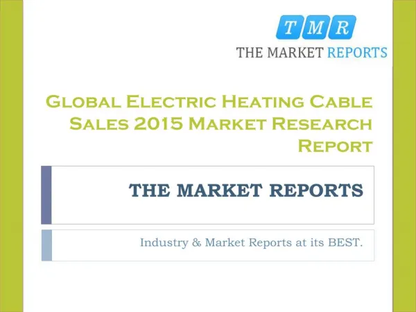Global Electric Heating Cable Market Trends, Competitive Landscape Analysis and Key Companies Market and Research Report